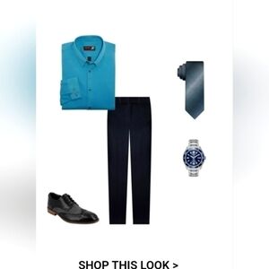 J. Ferrar Mens Super Slim Fit EasyCare Long Sleeve Dress Shirt | Blue
